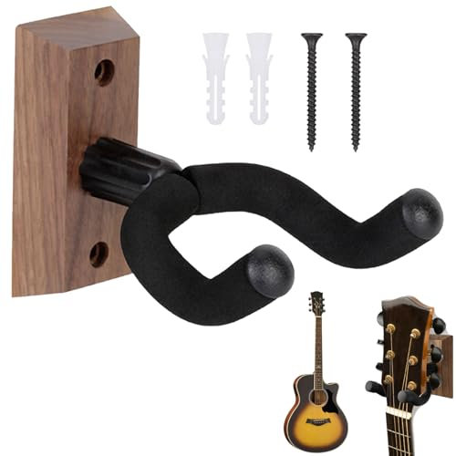 ZFRITP Support mural pour guitare, avec crochets souples réglables pour toutes les tailles de guitare, support mural en bois dur en forme de U pour guitare acoustique