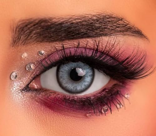 Venus® Farbige Kontaktlinsen ohne Stärke – weiche Jahreslinsen kontaktlinsen farbig für Damen + Brillenträger – farbige Kontaktlinsen (Husky Blue 14,5mm, 2 stück (1er Pack), 0, Dioptrien)