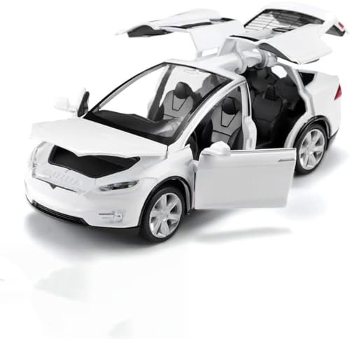 CALLOVE Tesla Modellauto x 1:32 hinten, Modellauto aus Legierung, mit Licht und Musik, Mini-Fahrzeugspielzeug als Geschenk für Kinder (weiß)