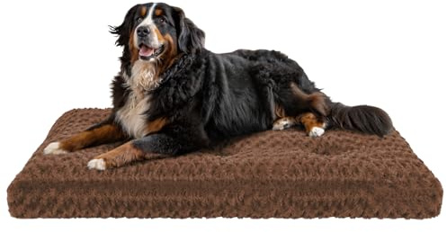 Homaxy Hundebett Grosse Hunde, Flauschig Ergonomisches Hundematte Hundekissen waschbar Hundebetten mit rutschfest Unterseite für Große Hunde, 120x74x10cm, Braun
