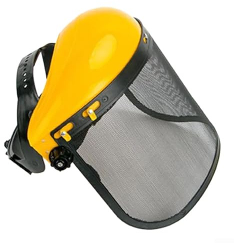 Visiera protettiva in rete per casco da utilizzare con decespugliatore e taglio erba da giardino, fascia regolabile, comoda fascia per il sudore, progettata per proteggere da detriti e vetro