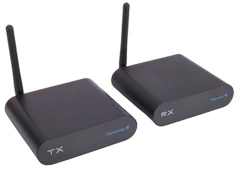 GOWENIC Kabelloser AV-Sender, 2,4 GHz, 300 M Reichweite mit Digitalem Bildschirm und Anti-Interferenz-Technologie, für PAL NTSC Video Audio 8-Kanal-Sound Video-Sender Plug and Play (EU-Stecker)