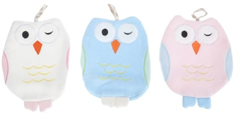 Zerodeko 3 Stück-Pack Badepeelinghandschuhe Cartoon Eule aus Bambusfaser für Kinder Exfolierend Leicht Reisegeeignet
