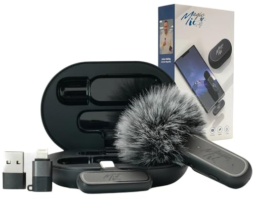 MagicMic™ 2. Generation Wireless Mikrofon Einsteiger-Set (1 Sender + 1 Empfänger) Plug & Play Inkl. Ladebox & Geräuschunterdrückung Einfaches Ansteckmikrofon für Handy, TikTok & Vlogs