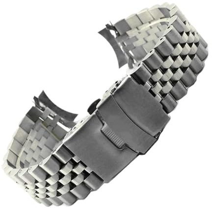 Rimmean 1 Stück 18 19 20 21 22 23 24 mm Uhrenarmband aus massivem 316L Edelstahl mit gebogenem Jubilee-Armband-Ende