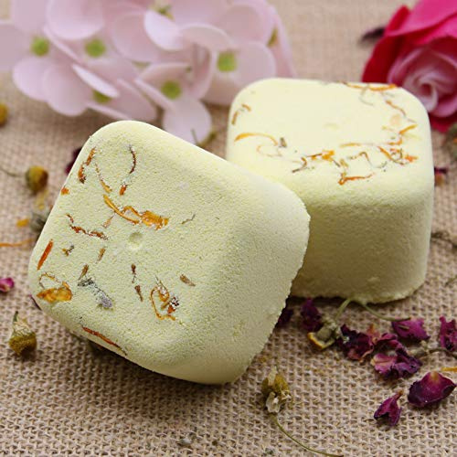 4 Galets de Douche Effervescents - Cube de Douche Aromathérapie (Menthe, Citron, Eucalyptus, Pétales de Calendula)