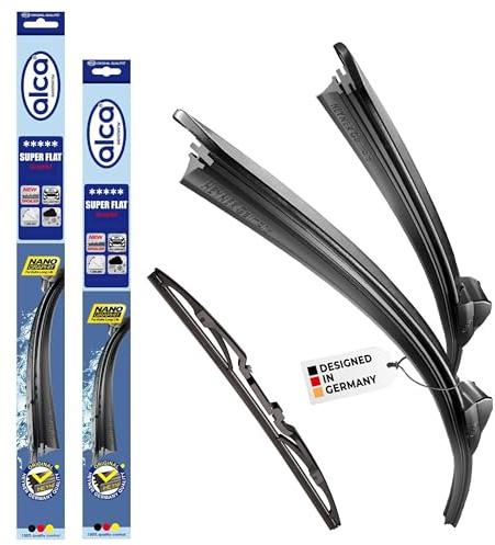 alca® Scheibenwischer mit Heckwischer passend für MITSUBISHI PAJERO SPORT (11.1998-02.2009) SUPER FLAT Flachbalkenwischer