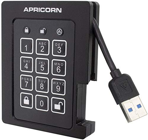 Apricorn Aegis Padlock 480 GB SSD 256-Bit, FIPS 140-2 Level 2 Validated Ruggedized USB 3.0 Encrypted External Portable Drive (ASSD-3PL256-480F)