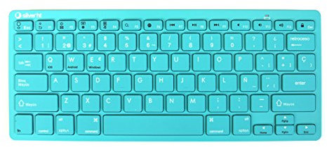 SILVERHT - Teclado Inalámbrico en español, Incluye la Letra Ñ, Ideal para Ordenadores, Smart TV, Tablets y Smartphones.Turquesa