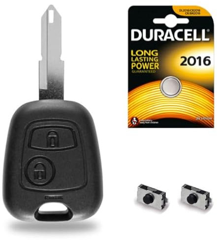 Boitier pour Télécommande Plip Coque de Clé Peugeot 206 + Switch + Pile CR2016 DURACELL - Kit iRace Keys®