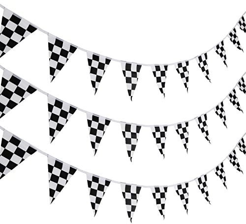 10 Meter Kariert Wimpel Banner Rennen Flagge Party Flag Banner Zubehör für Rennen Thema Geburtstag Party Dekoration