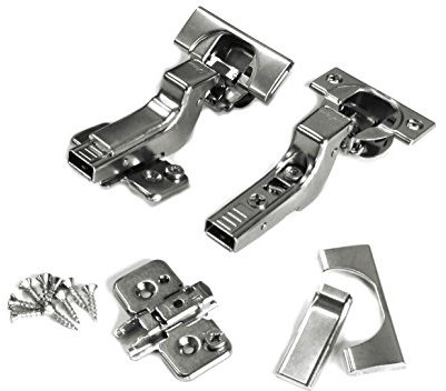 Blum Lot de 2 charnières à fermeture amortie BLUMOTION à fermeture amortie à 110 degrés, à fermeture automatique, sans cadre, avec plaques de montage et plaques de recouvrement de charnière (Inset –