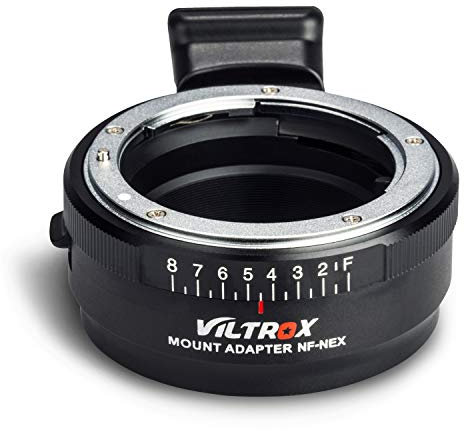 VILTROX NF-NEX Adaptador de Montura de Objetivo para Nikon G/F/AI/S/D a Sony NEX E Mount Cámara Sony A7 A7R A7RII A7RIII A6500 A6300 NEX-7 con Esfera de Apertura