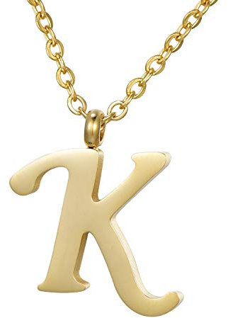 Morella Damen Halskette mit Buchstabe K Anhänger Edelstahl Gold in Schmuckbeutel