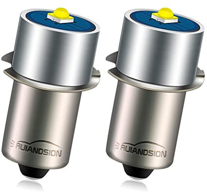 Ruiandsion 2 Stück P13.5S LED Upgrade Glühbirne 3W 3V 200LM 2525 LED Taschenlampe Glühbirne Ersatz für Taschenlampe Taschenlampe Scheinwerfer Laterne,Weiß