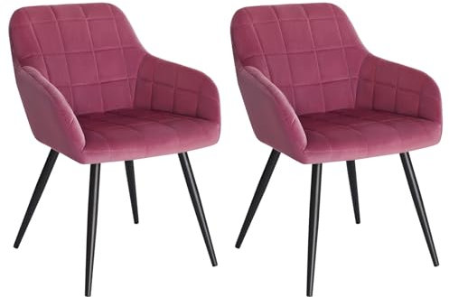 WOLTU Esszimmerstühle 2er Set Esszimmerstuhl Küchenstuhl Polsterstuhl Design Stuhl mit Armlehnen, mit Sitzfläche aus Samt, Gestell aus Metall, modern, Bordeaux, BH93bd-2