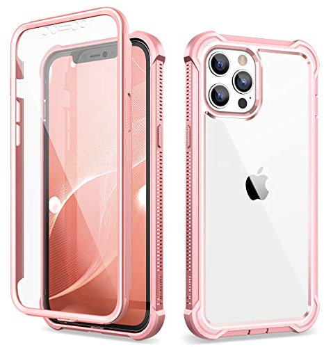 Dexnor Case Compatible with Iphone 12 Pro Max 6.7 Inch, 360 Degree Full Body Shockproof Front and Back Protective Cover with Built-in Screen Protector - Baby Pink