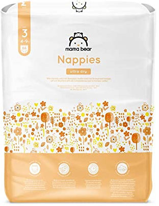 Amazon-Marke: Mama Bear Ultra Dry Windeln Größe 3 (4-9 kg), Weiß, 86 Stück (1-er Pack)