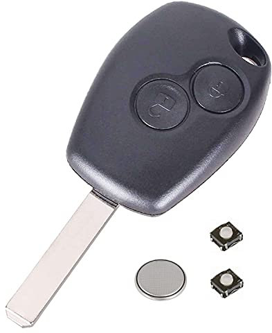 LAKAMODO Coque/Boitier Clé Plip pour Renault Clio 3, Kangoo, Master, Modus, Trafic, Twingo, Wind - Lame Carrée avec 2 Switchs et Pile en Plastique pour Voiture