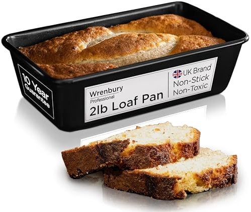 Wrenbury Pro 2lb Loaf Tin with 10 Year Guarantee - Carbon Steel Large Bread Pan 1kg for Baking Delicious Lemon Drizzle Cake - Air Fryer 2 lb Baking Tray