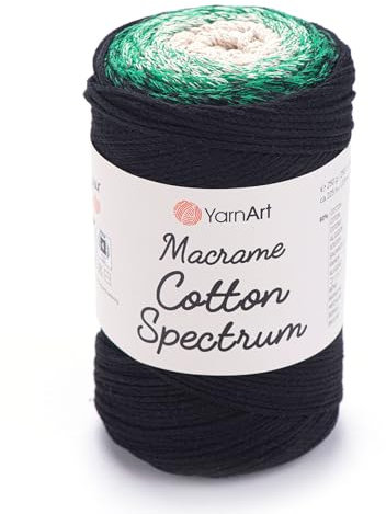 Yarn Art Makramee-Baumwollspektrum-Makramee-Kordel 250 g, 246 Yds 80% Baumwolle, Makramee-Seil, mehrfarbig, Makramee-Garn, Gewicht Kammgarn – Aran(4) (1315)