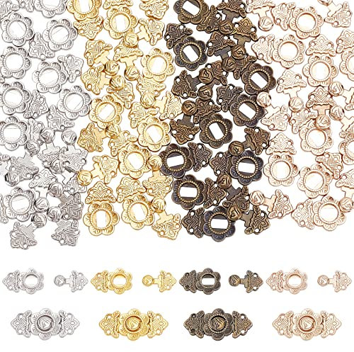 FINGERINSPIRE 40 Stück Druckknöpfe zum Aufnähen für Puppen 4 Farben Mini-Legierung Gürtelschnallen kleine Metallknöpfe langlebige Druckknöpfe Knöpfe für DIY-Puppen-Nähzubehör(18mm x 9mm)