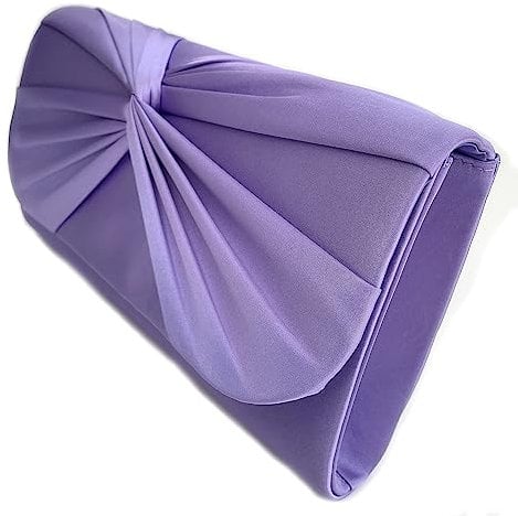 LeahWard Women's Satin Large Bow Clutch Bag Wedding Holiday Party Soft Handbag (Lilac)