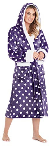 CityComfort Vestaglia Donna Invernale in Pile (Viola/Bianco, S)