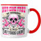 Trendation - Totenköpfe und Tattoos Tasse Frau Geschenk Tattoowierte Frau Tatoo (Rot)