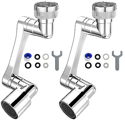 Longing Home 1080° Swivel Faucet Extender, Heavy Duty Rotating Sink Extension, Universal Swivel Multifunctional Robotic Arm, Rotating Splash Filter Extension Faucet Aerator for Kitchen Bathroom-2 Pcs