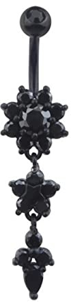 LAYCHEN 1 Stück Lang Baumelt Zirkon Nabelpiercing Blume Anhänger Bauchnabel Ringe Bauchpiercing Körperschmuck Frauen Mädchen