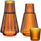 Uiifan 2 Sets 34 oz Striped Glass Bedside Carafe Set Vintage Bedside Water Carafe with Tumbler Amber Night Stand Water Glass with Cup Decanter with Classic Ribbed Pitcher