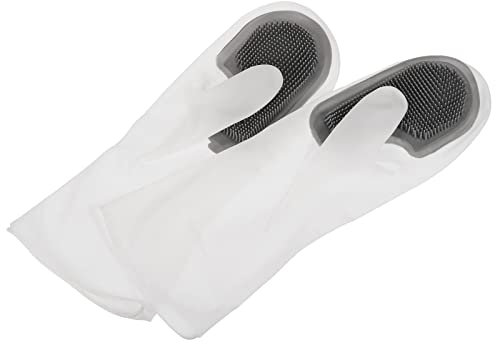 QUARKZMAN Limuds Guantes Cepillo Lavado Manopla PVC Reutilizable Goma Estropajo Lavado Herramienta para Cocina Baño, Gris 1 Par