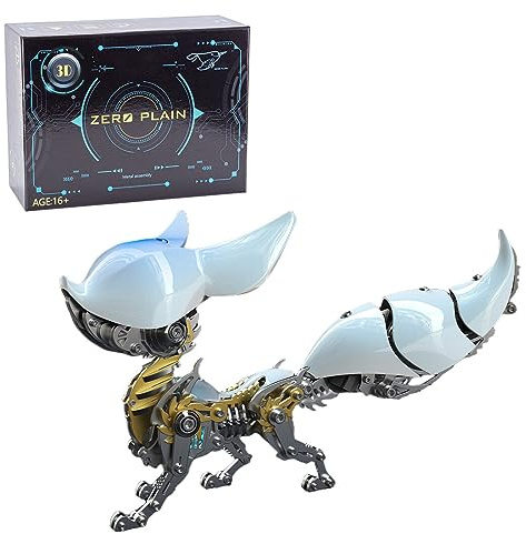 Amecon 3D Metall Puzzles Fuchs Kit für Erwachsene, 339 Teile 3D Metal Mechanical Puzzle Mechanische Tiere Montage Modell, Adventskalender 2023 Puzzle Geschenk Ornamente-Weiß