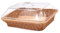 Folpus Woven Bread Basket with Lid Serving Tray Food Storage Dustproof Food Serving Basket Handwoven Fruit Basket for Cafe Picnic, large