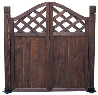 XLIHAWY Puertas Jardín Al Aire Libre, Vintage Carbonizado Puertas Madera, Pie Partición Valla Madera Puerta Superior Curvada para Mascotas para El Patio Casa(Tamaño:110x120cm)
