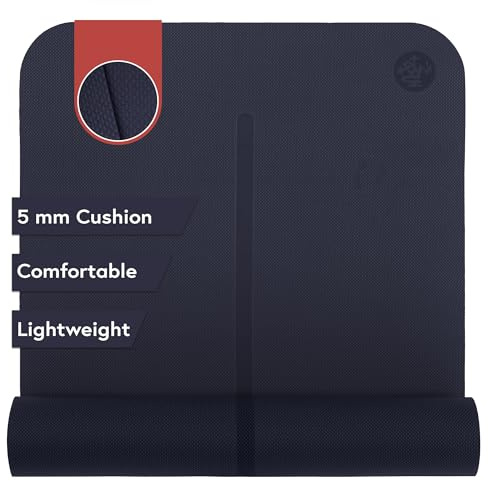 Manduka Yogamatte Begin, Mitternacht, 172,7 x 61 cm, 5 mm | Weiche, gepolsterte Unterstützung für sanfte Bewegung, leicht und wendbar, mit Ausrichtungsstreifen, kostengünstig
