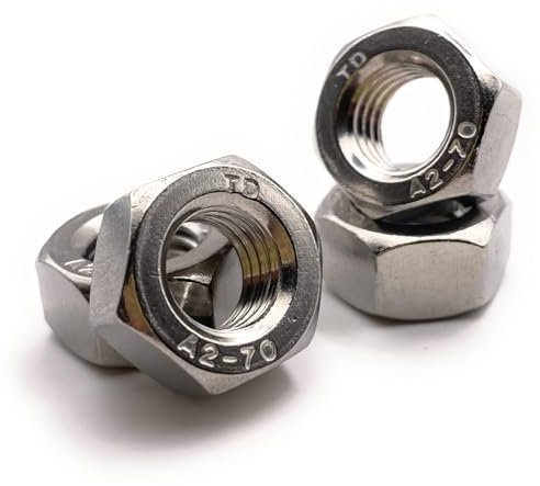 Ecrou Inox M20 Hexagonal HU en acier INOX A2 pour vis, tiges filetées, boulons Ø 20mm / diam. 20 mm | Écrous DIN 934 / ISO 4032 | Visserie inoxydable A2/70 (V2A/304) : LOT DE 20 Pcs - ProRaje