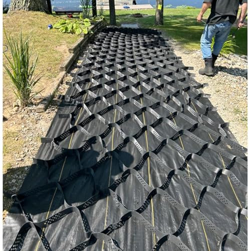 Kiesgitter Kiesmatten Bodenwabe Aufschüttung Geogitter Mud Control Mesh, Bodengitter Für Grundstücke An Der Flussfront, Durchlässig Garten Kies Auffahrten Pflaster Schwarz, Boden/Sand-Gitter(2in/5cm T
