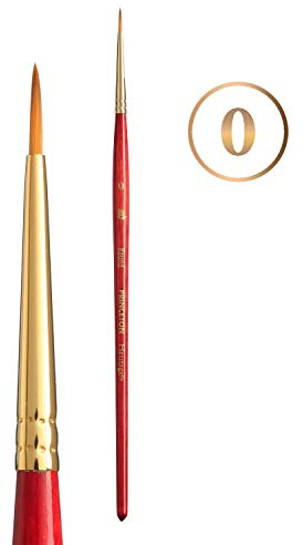 Princeton Heritage, Golden Taklon Brush for Watercolor & Acrylic, Series 4050 Round Synthetic Sable, Size 0