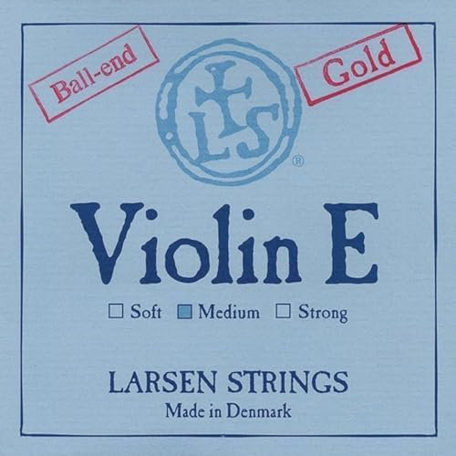 LARSEN STRINGS Violin Saiten Original Synthetic,Fiber Core E Gold, rostfreier Stahl, vergoldet, mit Kugel, medium