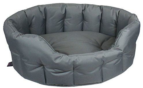 P & L Superior Pet Beds Heavy Duty Oval Waterproof Softee Bed, Jumbo, 97 x 74 x 25 cm, Grey