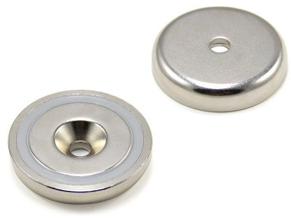 N42 Neodymium Pot Magnet for Arts, Crafts, Model Making, DIY, Hobbies, Office, and Home - 40mm dia x 8mm thick x 6mm c/sink - 64kg Pull