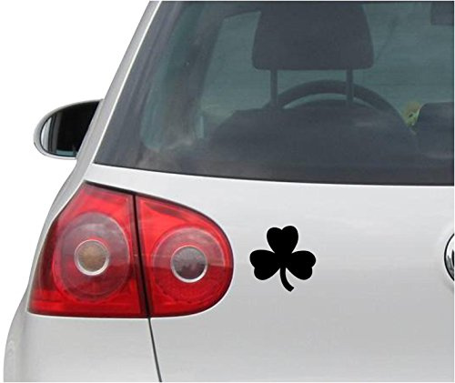 INDIGOS UG Auto Aufkleber grün Reflective Lucky 3 Leaf Clover - schwarz - 88 MMX 88 mm - Autoaufkleber - Tuning - Sticker - Heckscheibe - Fahrrad - Motorrad - UV beständig