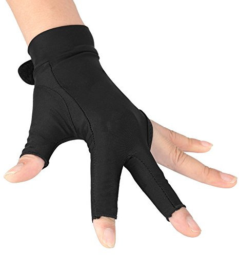Billard Handschuh Billardhandschuh Links Snooker Handschuh Linke Hand Billard Pool, 3 Finger Billard Pool Snooker Queue Billard Zubehör für Männer Frauen Erwachsene(M-Schwarz)
