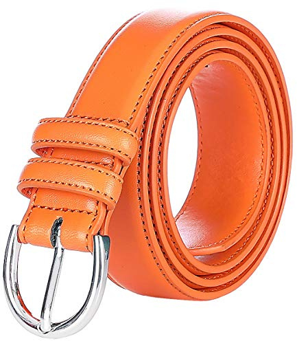 Falari Damen-Gürtel aus echtem Leder, modisch, mit Dornschnalle, 6028-31 Farben, Orange, M (Taille 32/34)