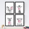 Nacnic Poster für Kinderzimmer. Wilde Tiere in schwarz-weiß mit rosa Kaugummi. Elefant, Giraffe, Zebra und Löwe. Baby-Kinder Deko. A3 ohne Rahmen.