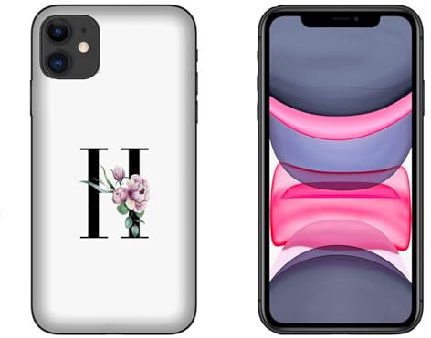 Generico Cover compatibile con Cover Apple iPhone 11 Iniziale Nome Lettera H con fiori Lilla/Gel di silicone morbido TPU