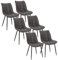 WOLTU Esszimmerstühle 6er Set Küchenstuhl Polsterstuhl Wohnzimmerstuhl Sessel mit Rückenlehne, Sitzfläche aus Stoffbezug, Metallbeine, Dunkelgrau BH247dgr-6