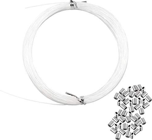 Cerpourt Clear Invisible Hanging Wire, 98 Feet (30M), Nylon, Up to 60lbs, Picture Frame, Mirror, Canvas, Ornaments, Decorations